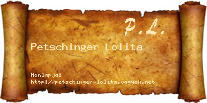 Petschinger Lolita névjegykártya
